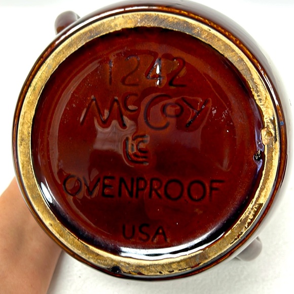 - Vintage 1242  brown drip glaze McCoy Pottery ceramic bean pot - Picture 8 of 10